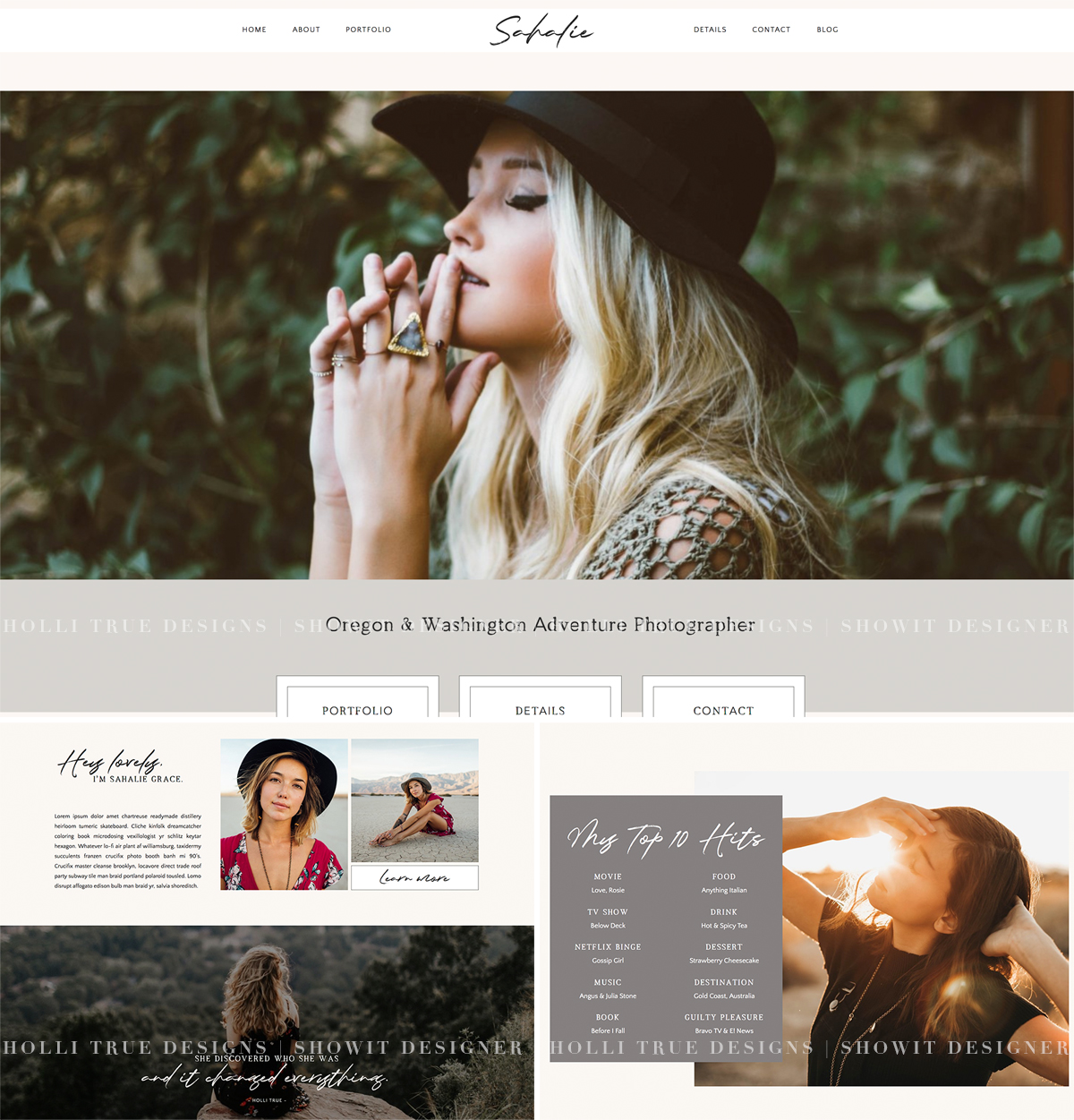 Sahalie is a Showit Website Template for Photographers that converts! Strategically designed with a beautiful layout for photographers by Holli True Designs.